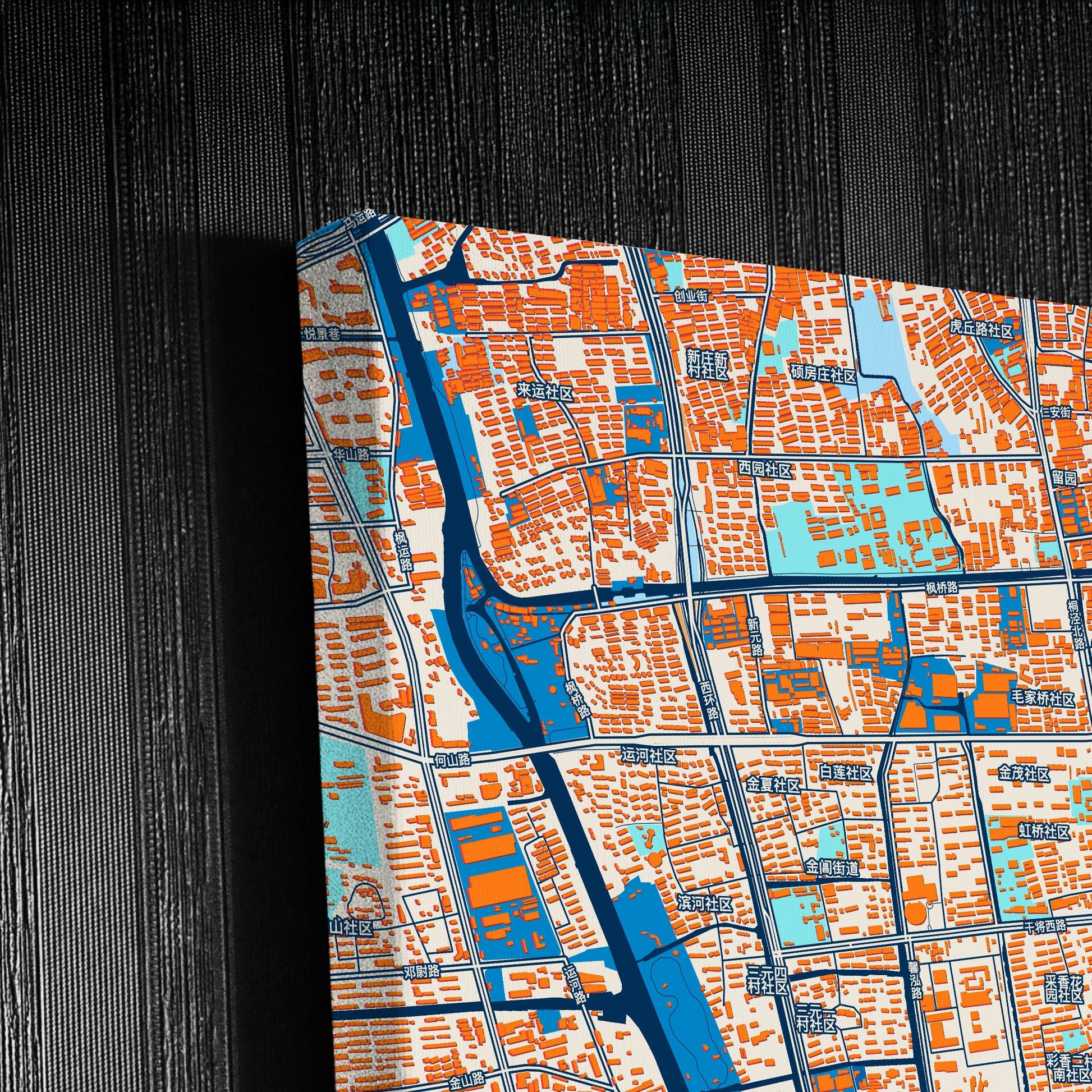 Suzhou China Colorful City Map Canvas Print Detail