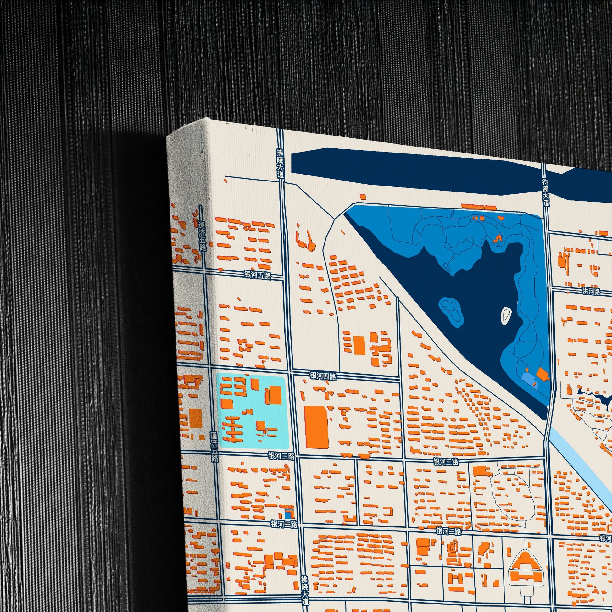 Suzhou China Colorful City Map Canvas Print Detail