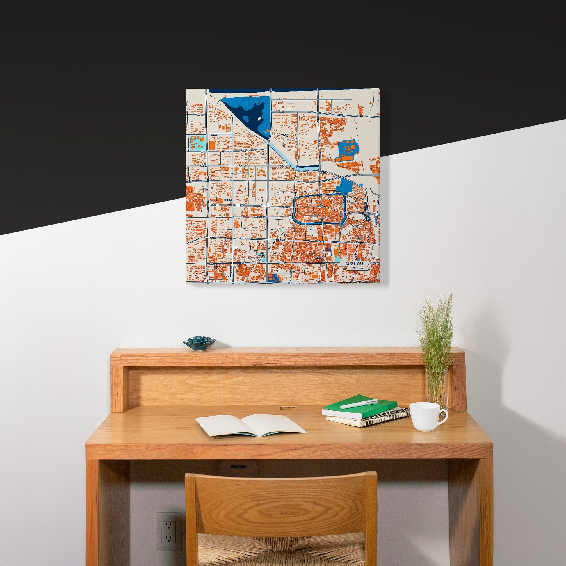 Suzhou China Colorful City Map Canvas Print Scene