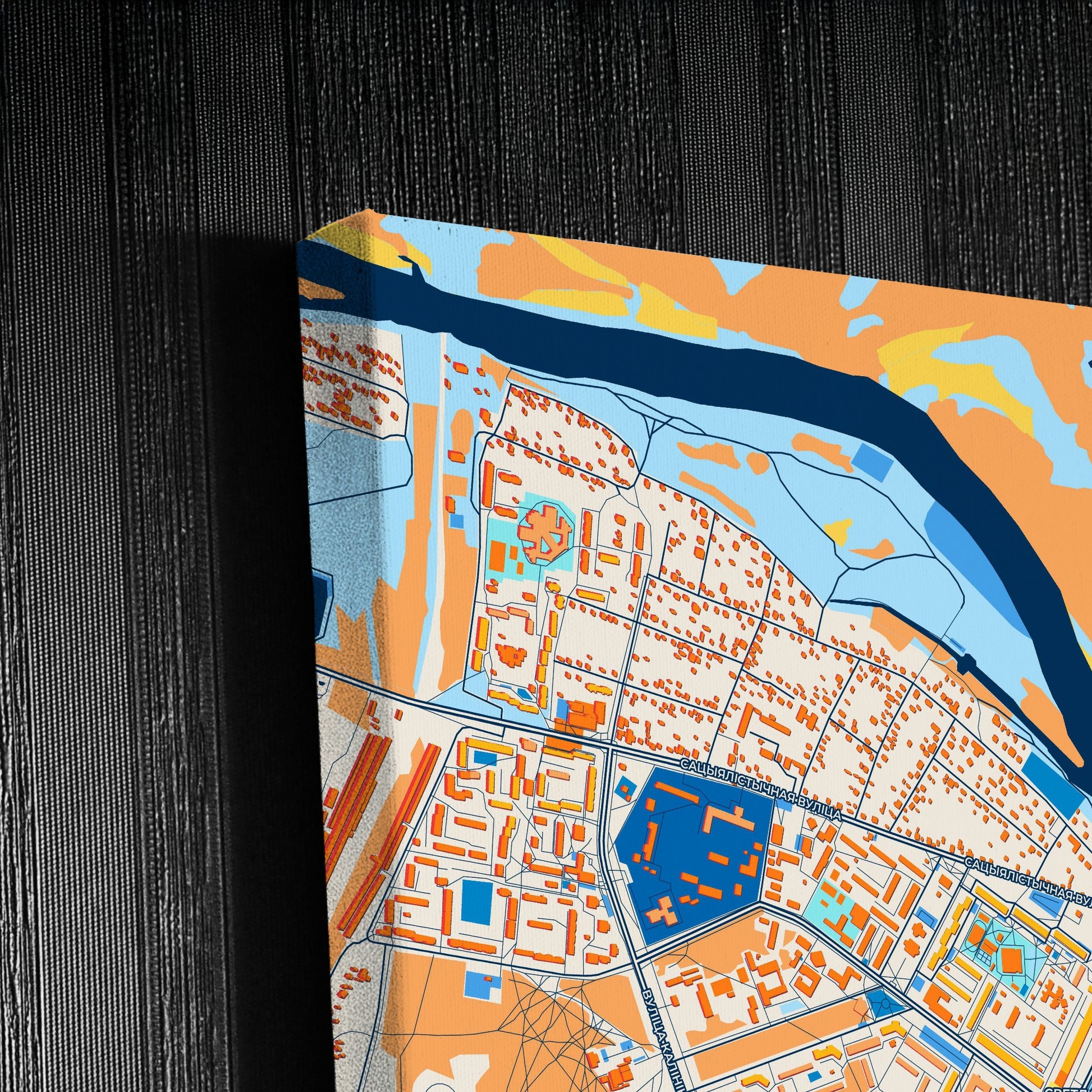 Svietlahorsk Belarus Colorful City Map Canvas Print Detail