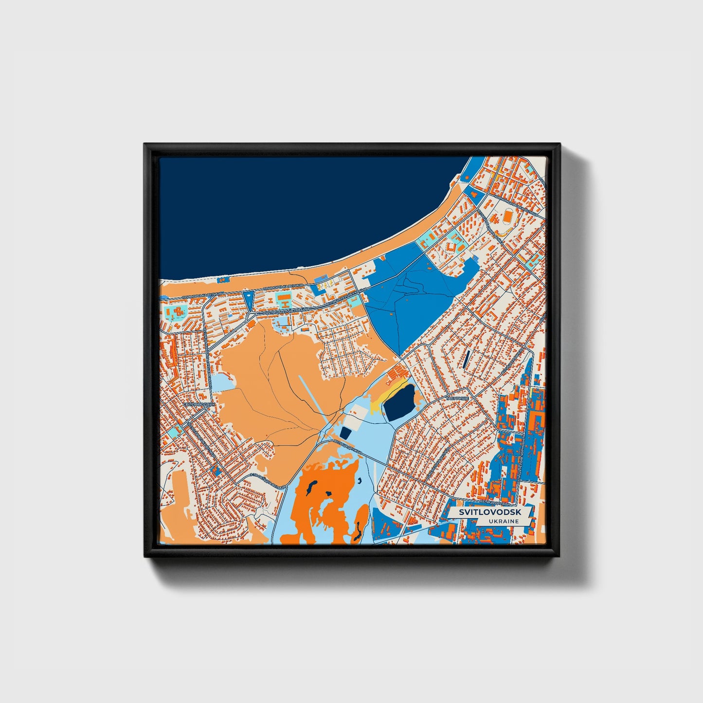 Світловодськ Ukraine Colorful City Map Canvas Print • Black Framed