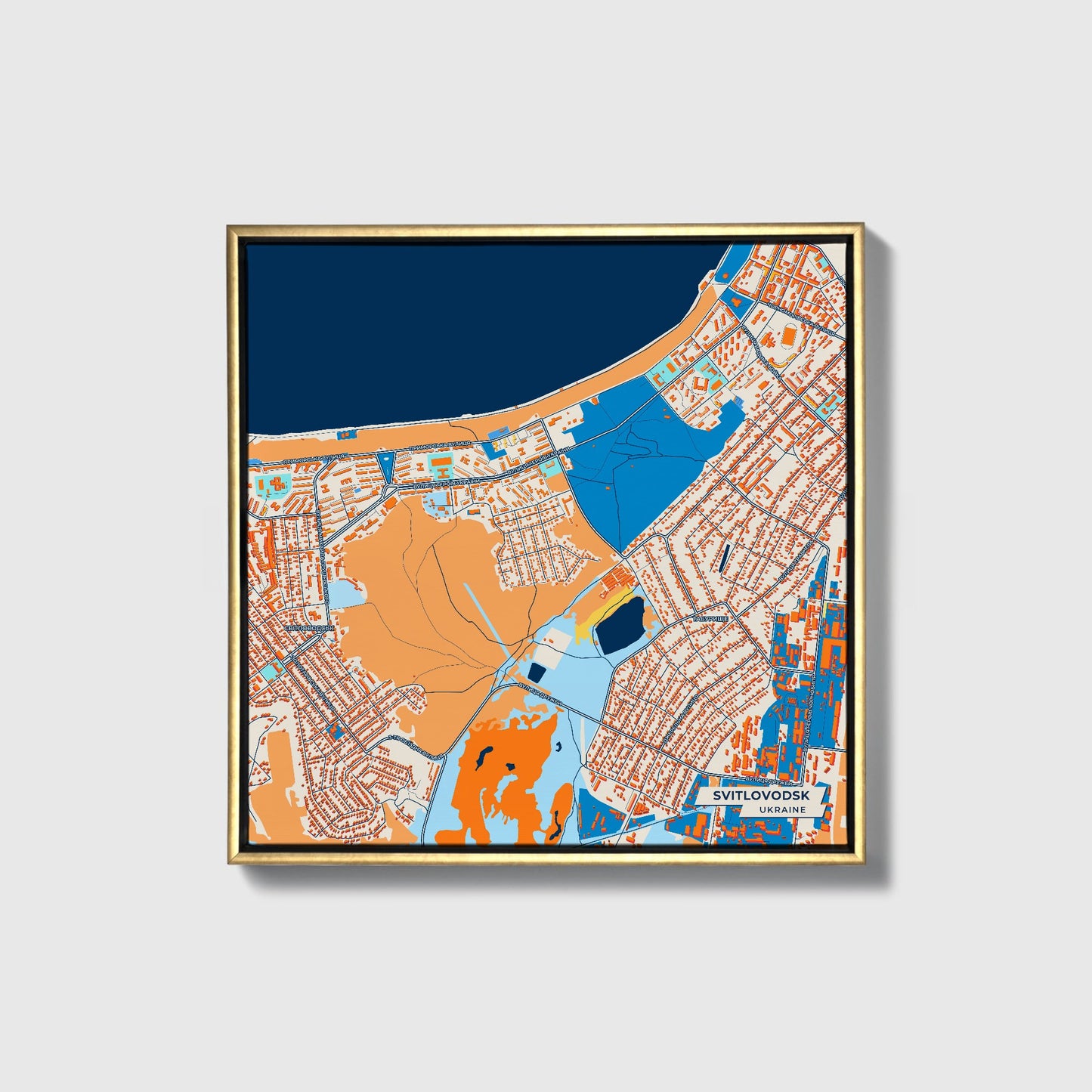 Світловодськ Ukraine Colorful City Map Canvas Print • Gold Framed
