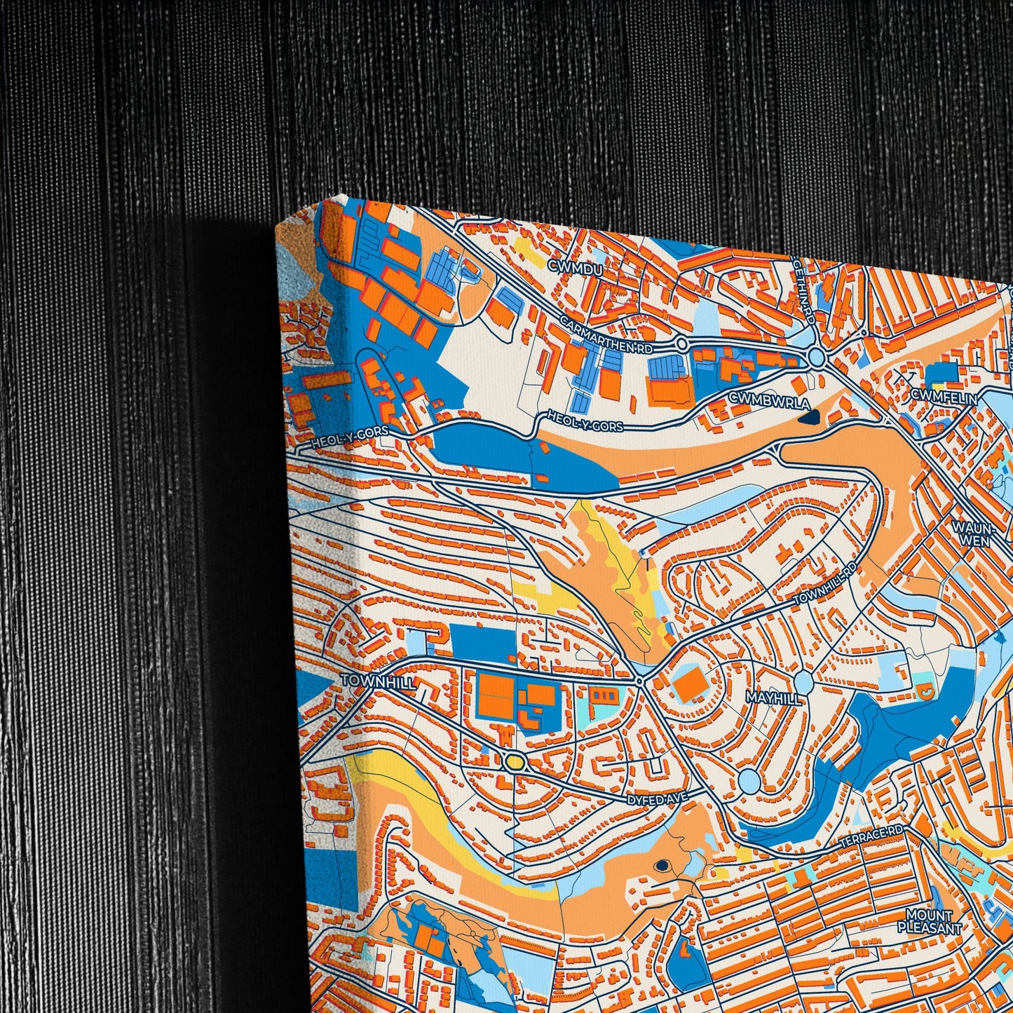Swansea Wales Colorful City Map Canvas Print Detail