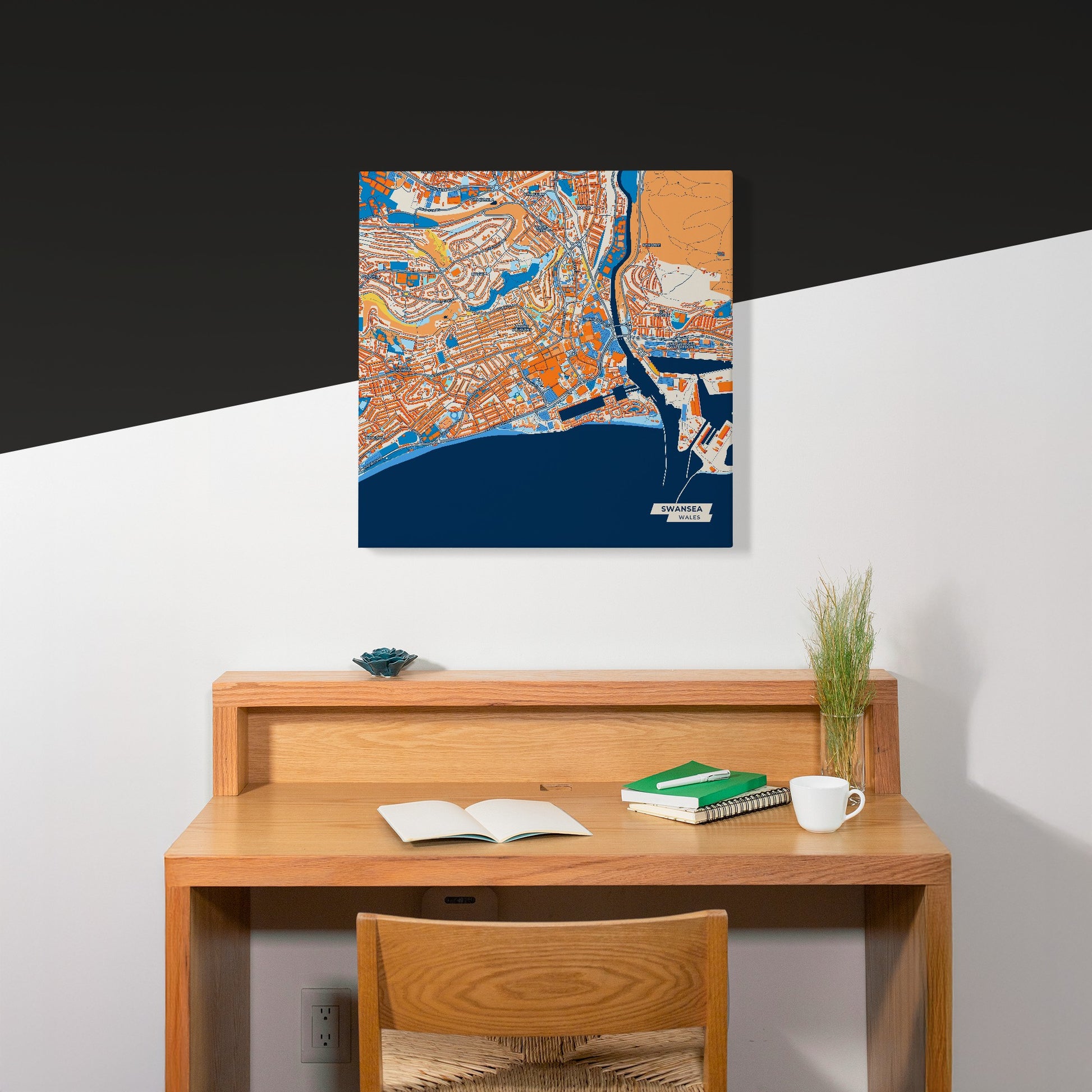 Swansea Wales Colorful City Map Canvas Print Scene