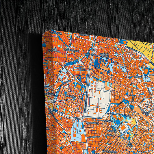 Συκιες Greece Colorful City Map Canvas Print Detail