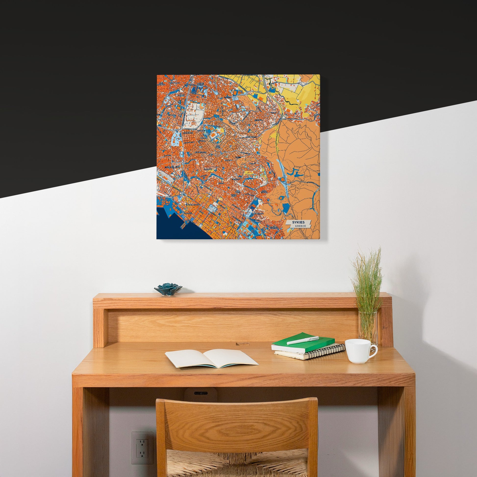 Συκιες Greece Colorful City Map Canvas Print Scene