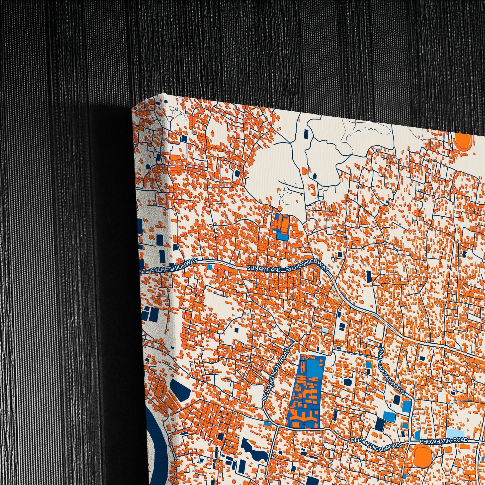 Sylhet Bangladesh Colorful City Map Canvas Print Detail