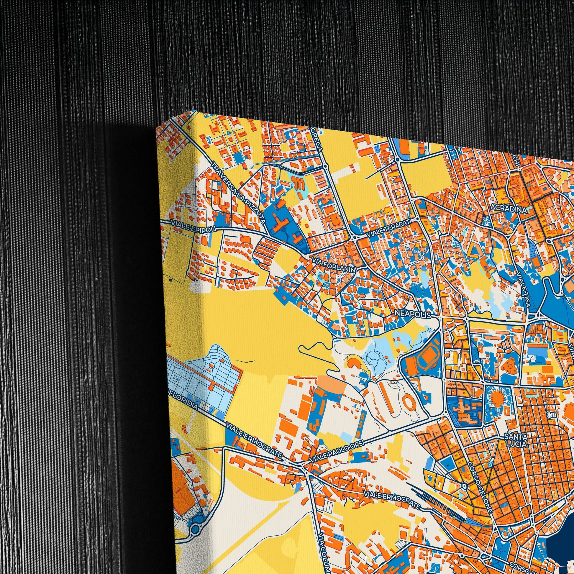 Siracua Italy Colorful City Map Canvas Print Detail