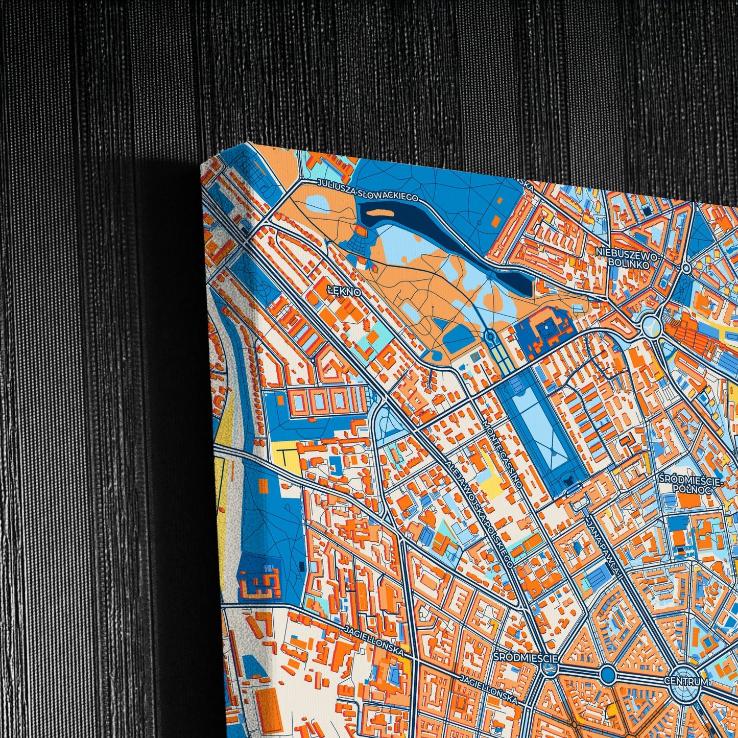 Szczecin Poland Colorful City Map Canvas Print Detail