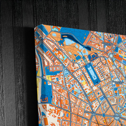 Szczecin Poland Colorful City Map Canvas Print Detail