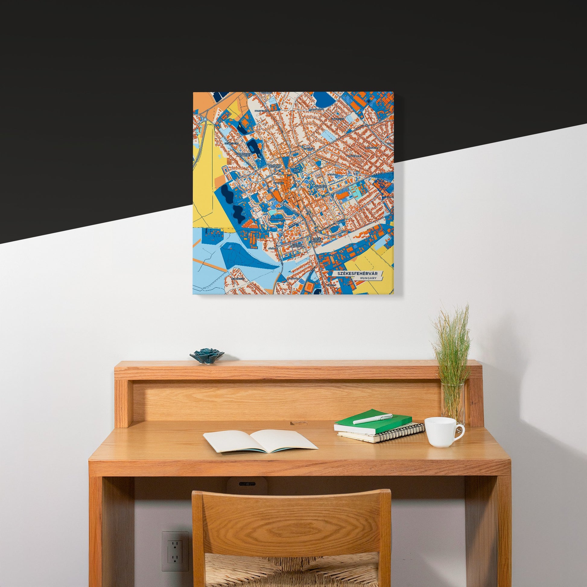 Székesfehérvár Hungary Colorful City Map Canvas Print Scene