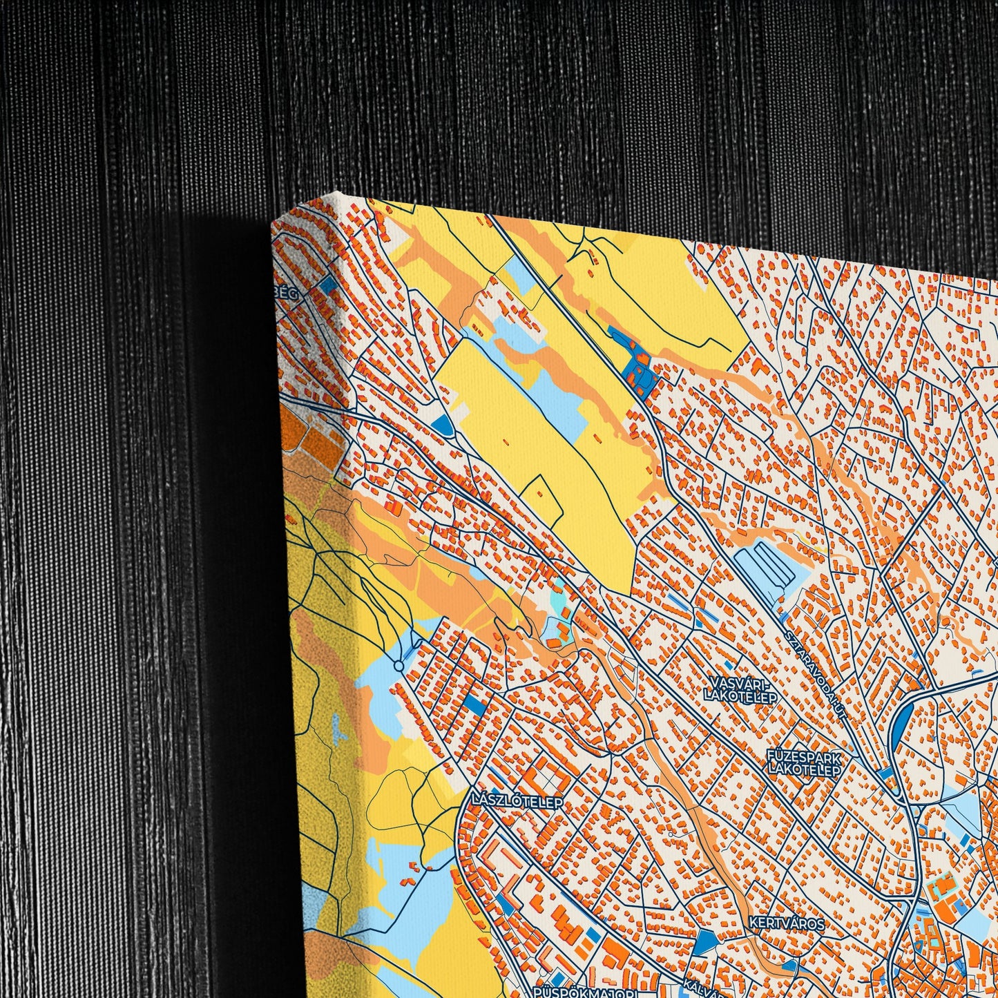 Szentendre Hungary Colorful City Map Canvas Print Detail