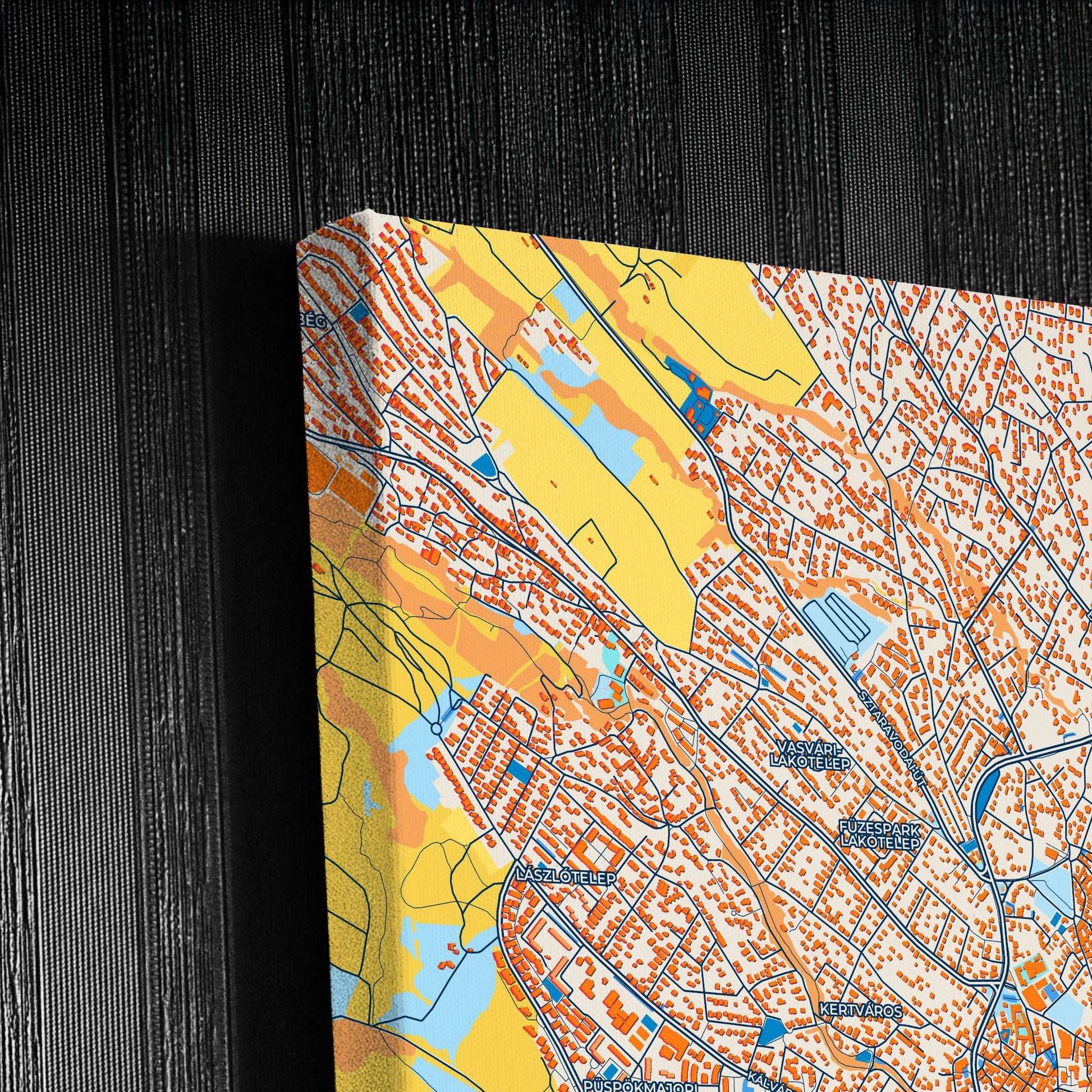 Szentendre Hungary Colorful City Map Canvas Print Detail