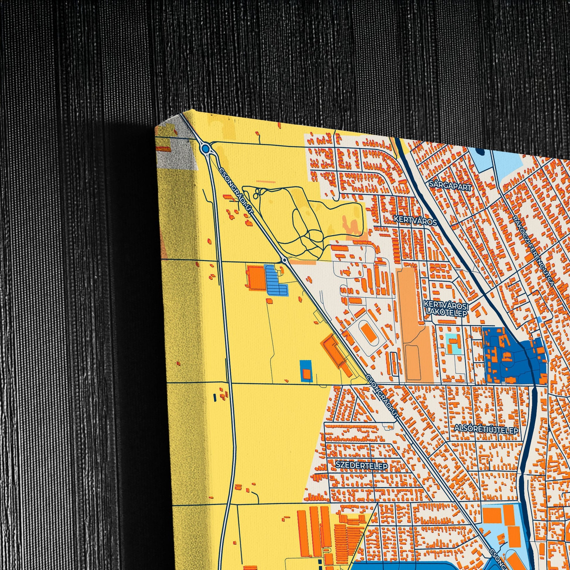 Szentes Hungary Colorful City Map Canvas Print Detail