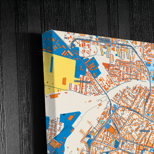 Szolnok Hungary Colorful City Map Canvas Print Detail