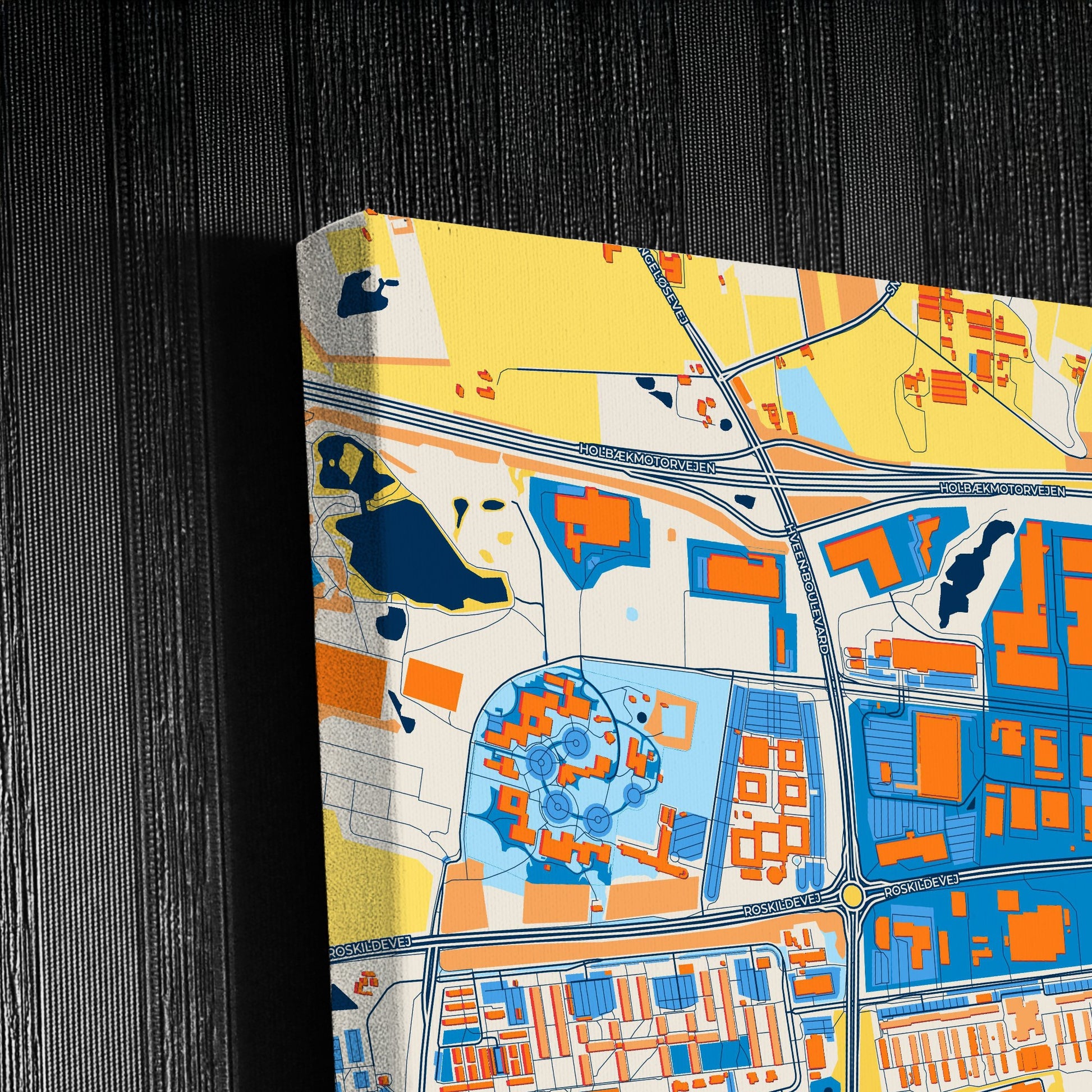 Taastrup Denmark Colorful City Map Canvas Print Detail