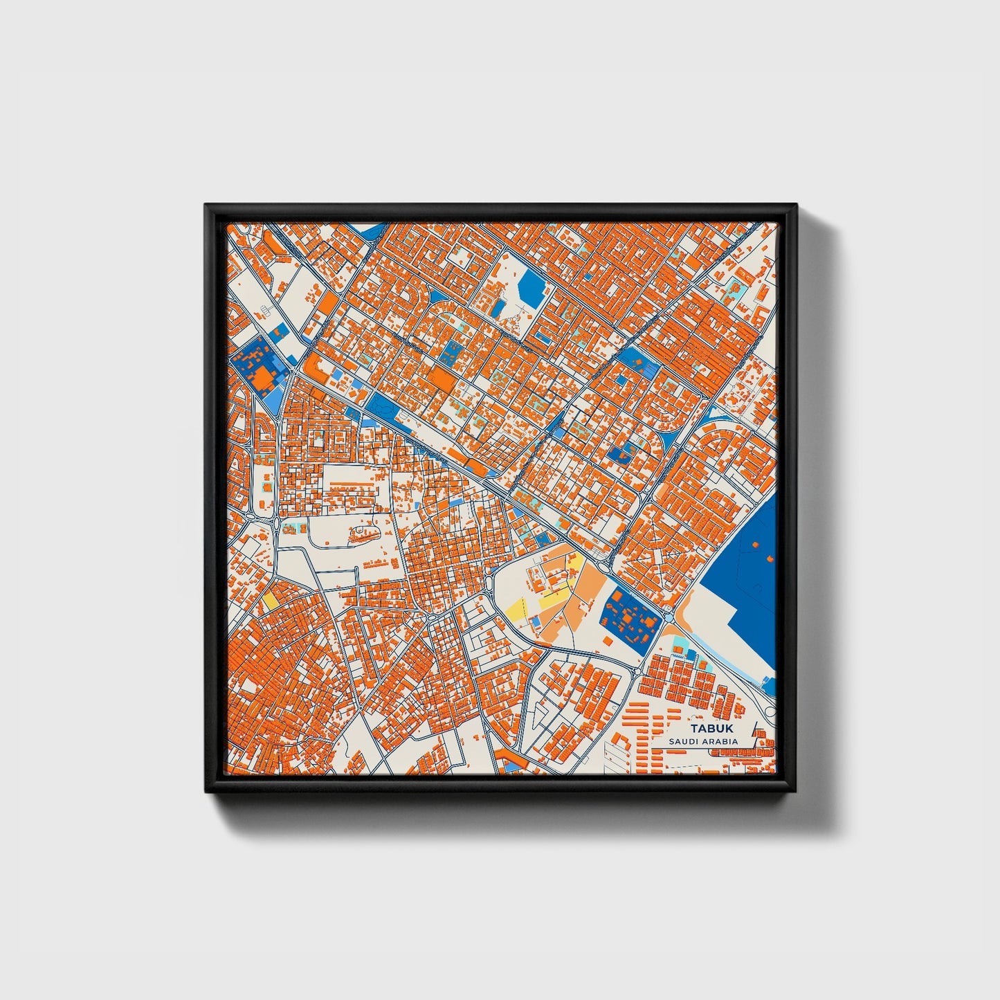 Tabuk Saudi Arabia Colorful City Map Canvas Print • Black Framed