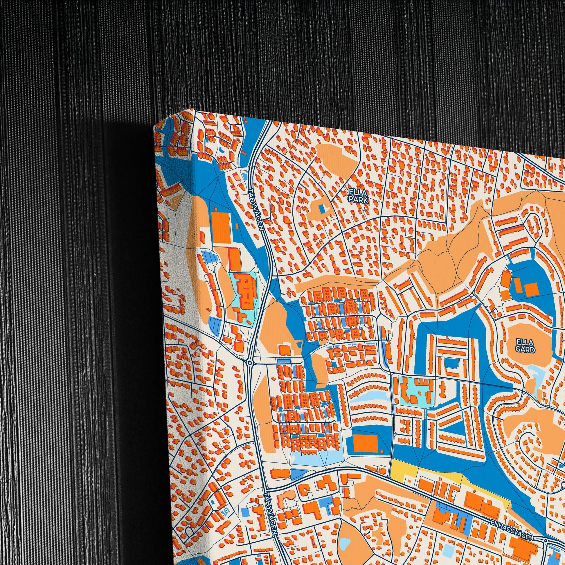Täby Sweden Colorful City Map Canvas Print Detail