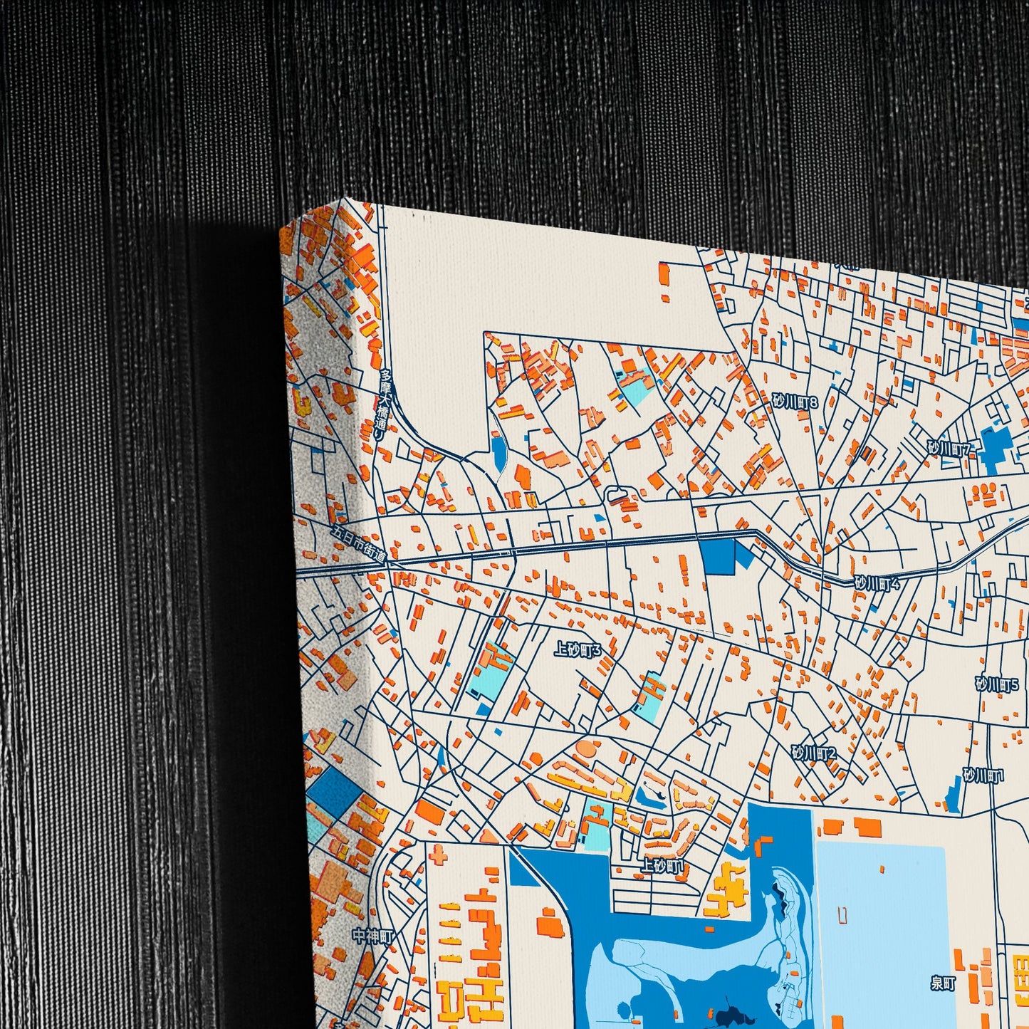 Tachikawa Japan Colorful City Map Canvas Print Detail