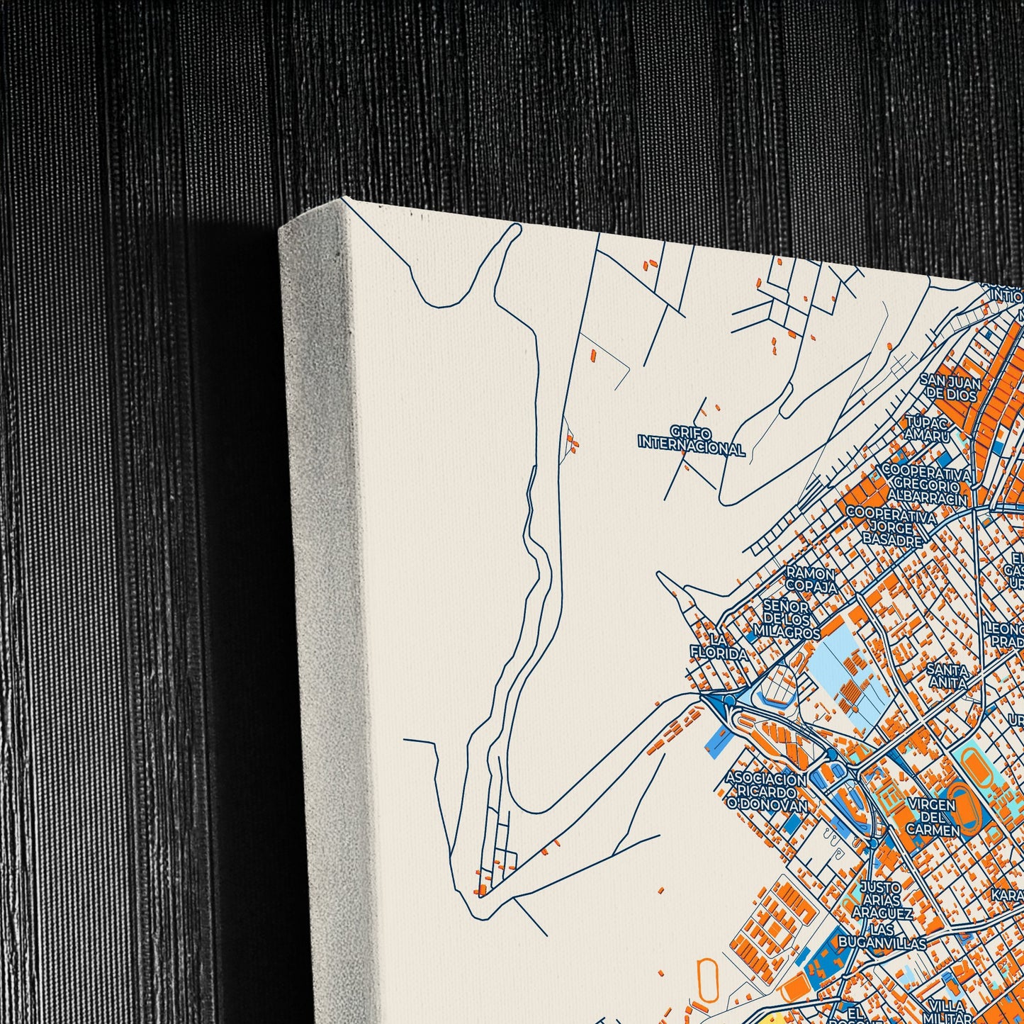 Tacna Peru Colorful City Map Canvas Print Detail