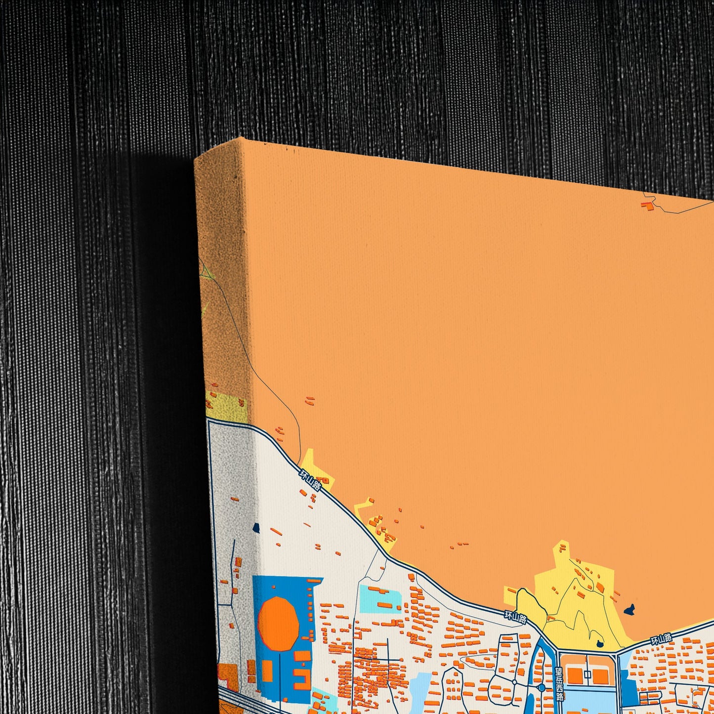 Tai An China Colorful City Map Canvas Print Detail