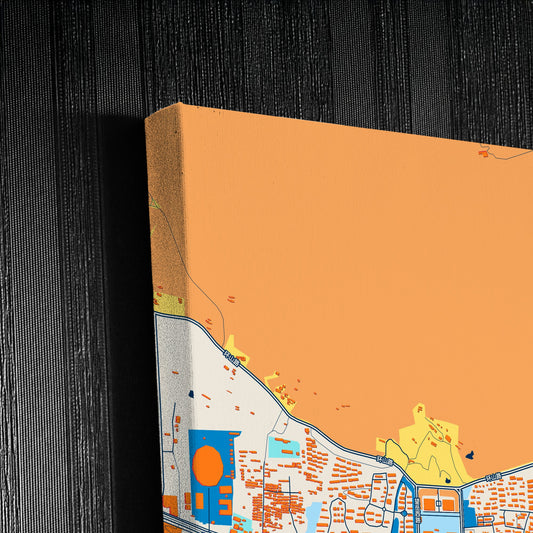 Tai An China Colorful City Map Canvas Print Detail