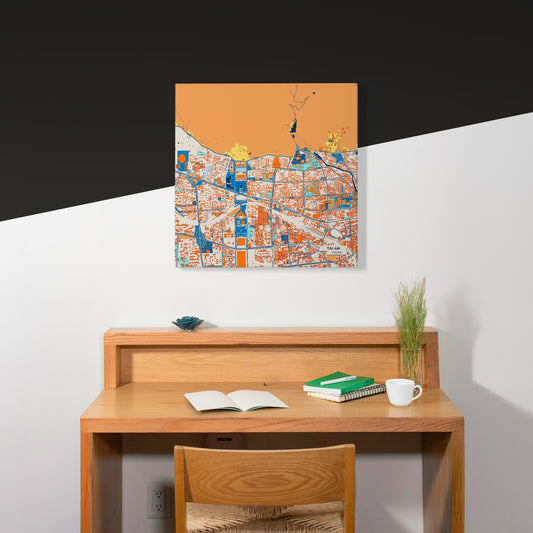 Tai An China Colorful City Map Canvas Print Scene