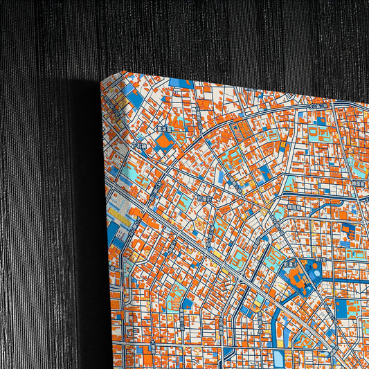 Taichung Taiwan Colorful City Map Canvas Print Detail