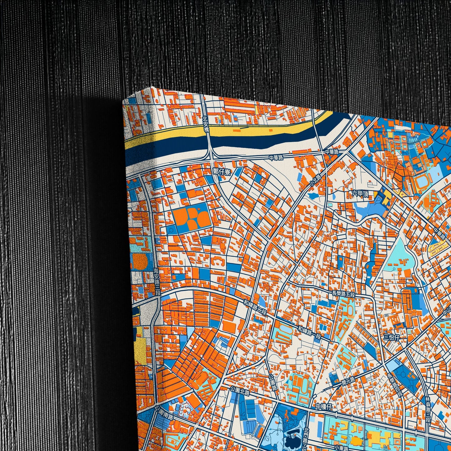 Tainan Taiwan Colorful City Map Canvas Print Detail