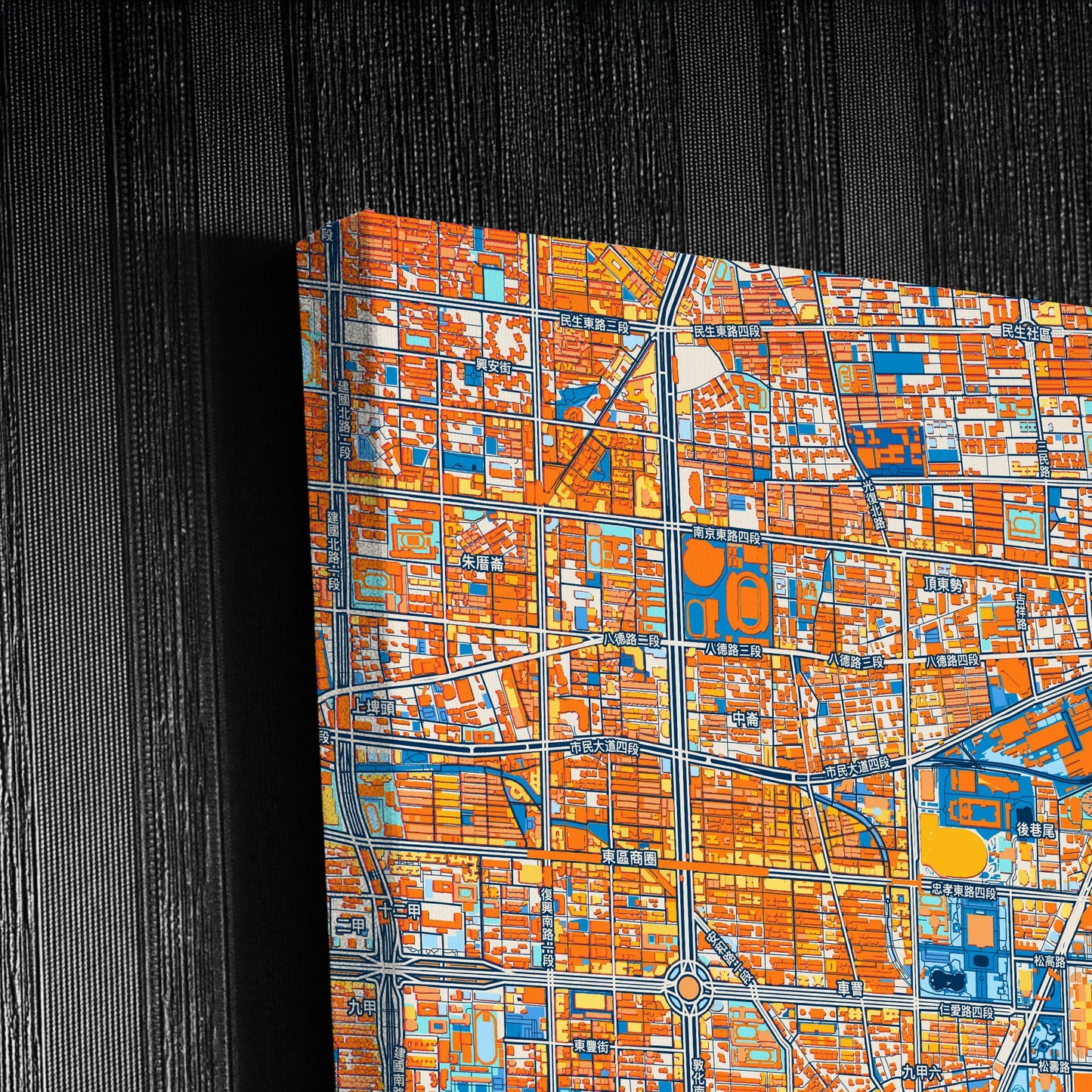 Taipei Taiwan Colorful City Map Canvas Print Detail