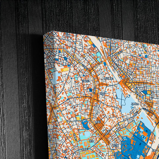 Taitō Japan Colorful City Map Canvas Print Detail