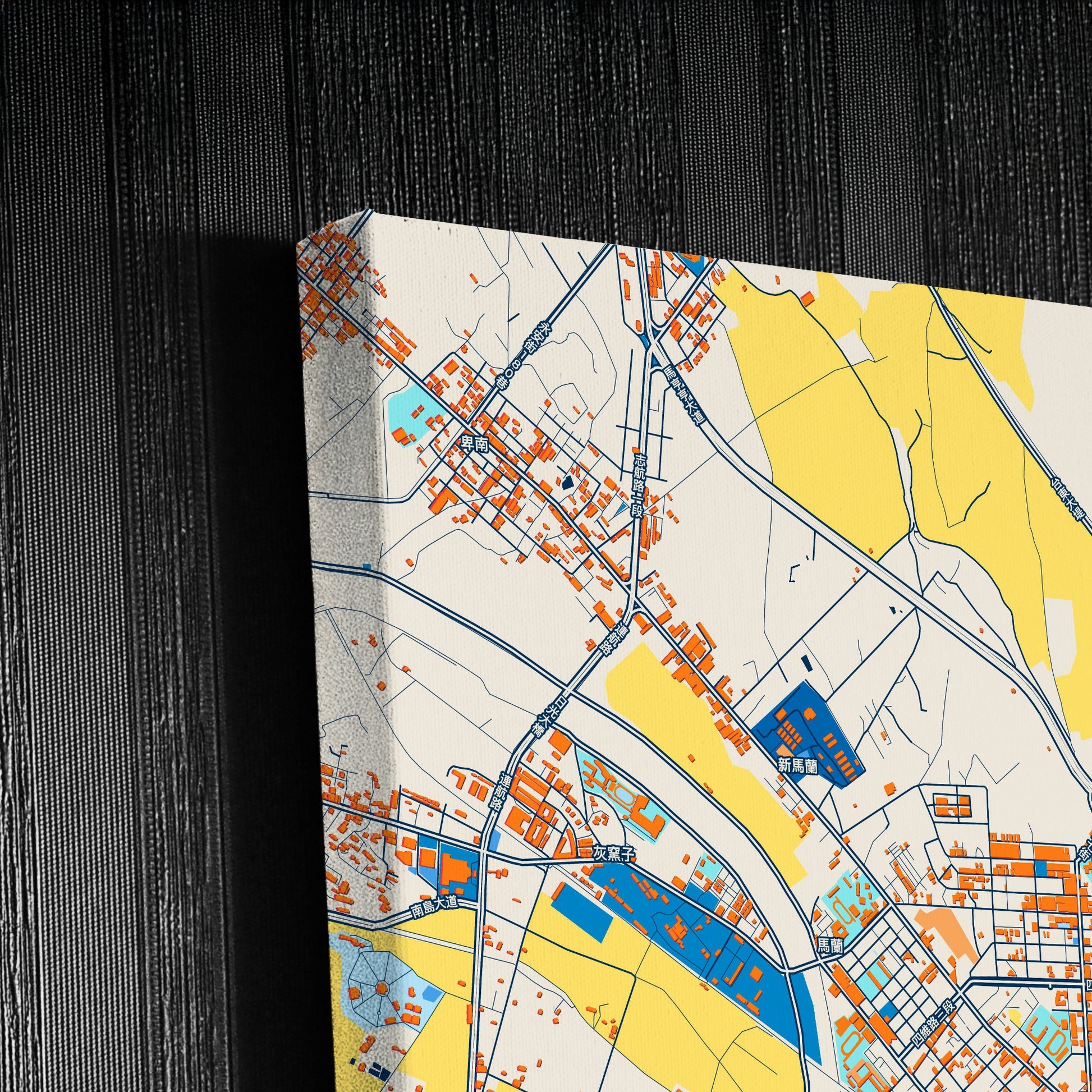 Taitung Taiwan Colorful City Map Canvas Print Detail