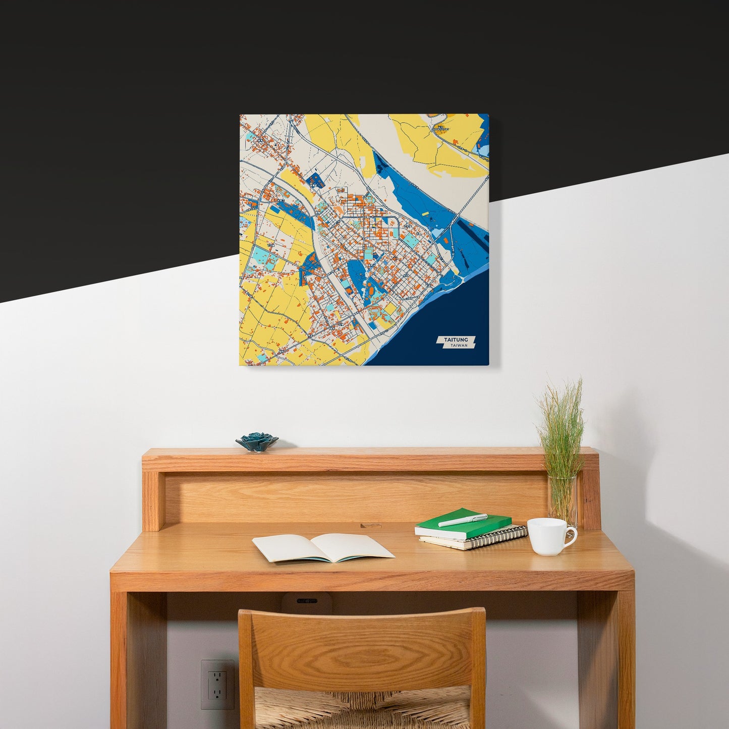 Taitung Taiwan Colorful City Map Canvas Print Scene