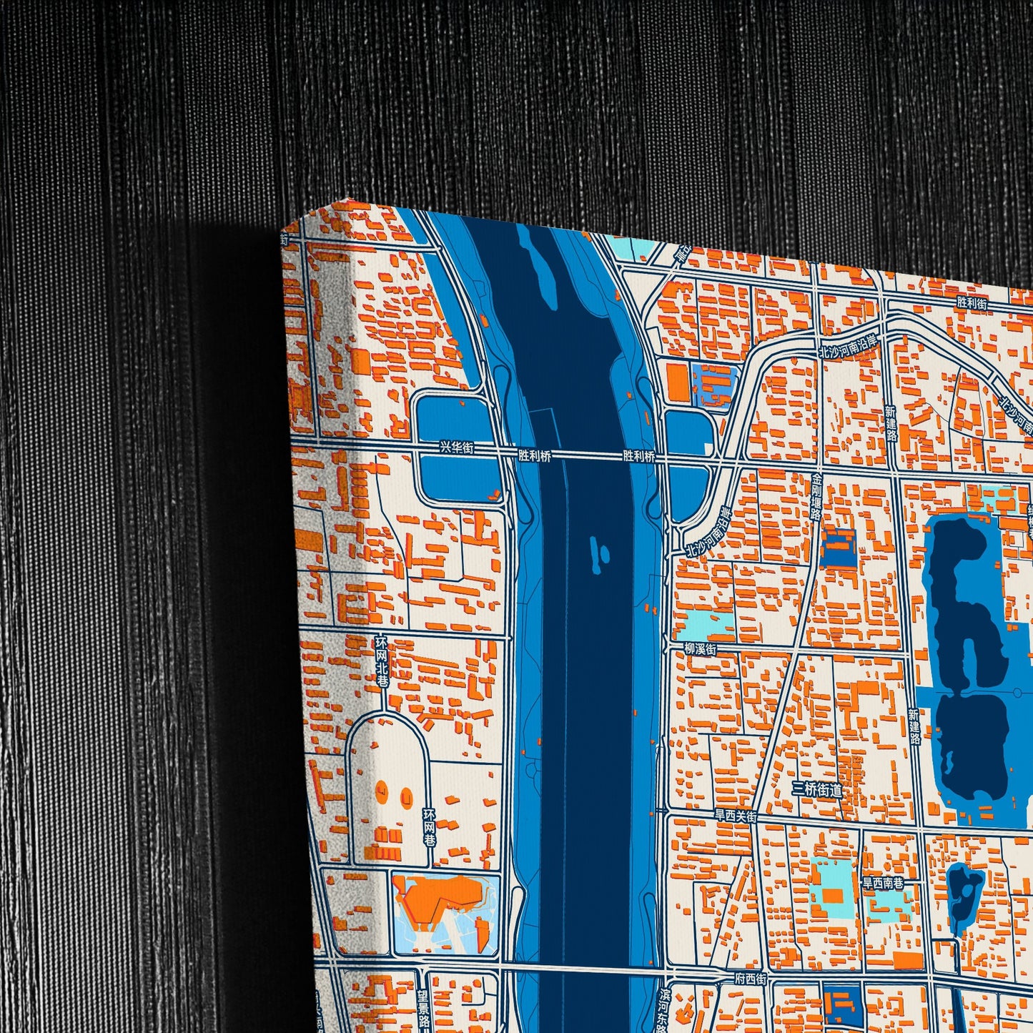 Taiyuan China Colorful City Map Canvas Print Detail