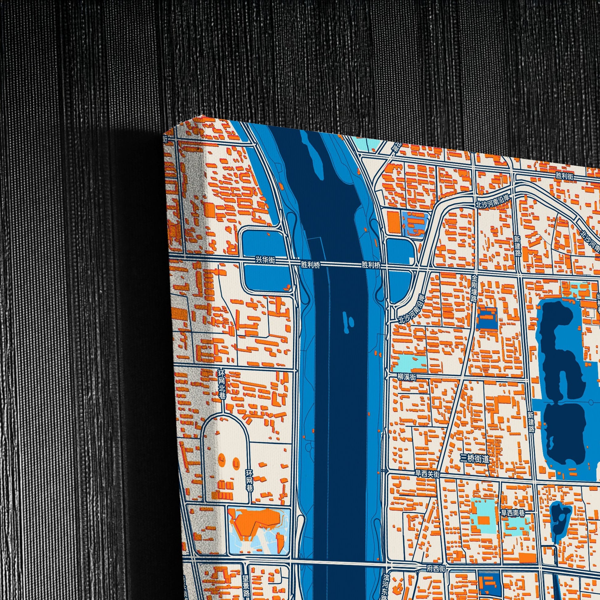 Taiyuan China Colorful City Map Canvas Print Detail