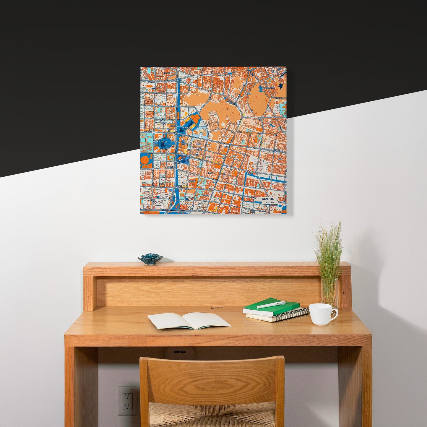 Taizhou China Colorful City Map Canvas Print Scene