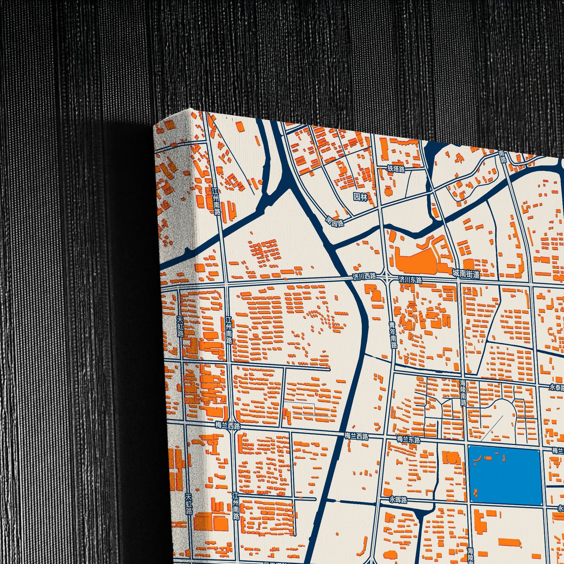 Taizhou China Colorful City Map Canvas Print Detail