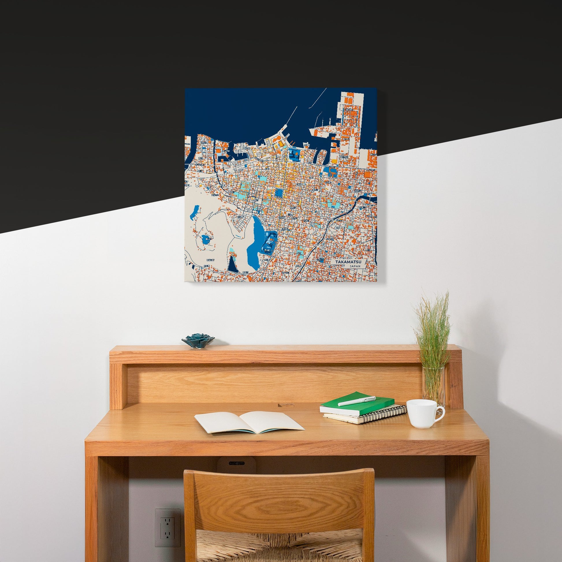 Takamatsu Japan Colorful City Map Canvas Print Scene