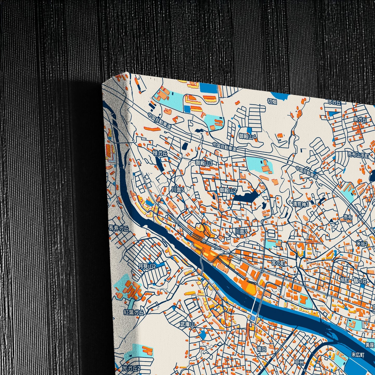 Takarazuka Japan Colorful City Map Canvas Print Detail