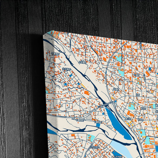 Takasaki Japan Colorful City Map Canvas Print Detail