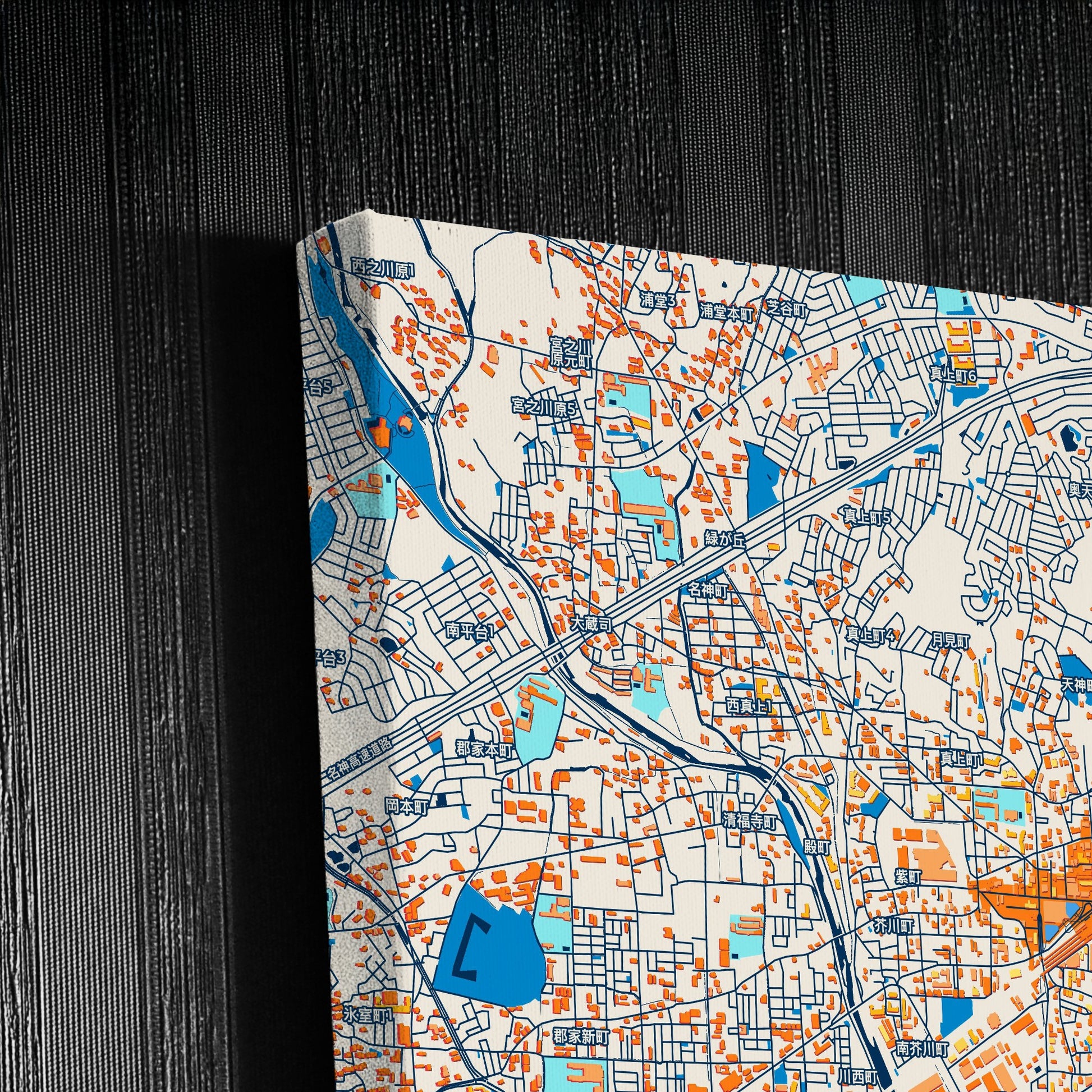 Takatsuki Japan Colorful City Map Canvas Print Detail