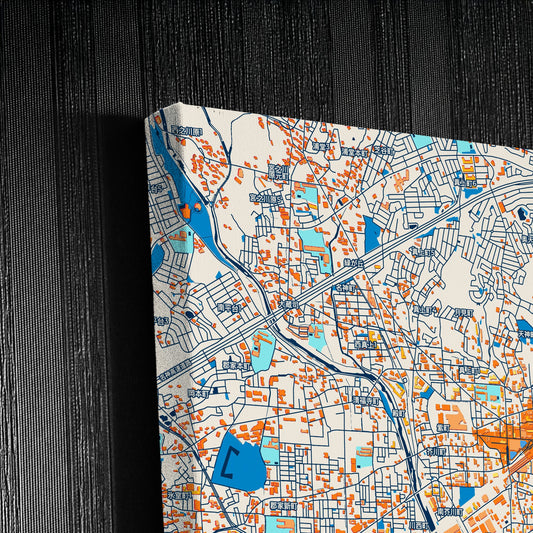 Takatsuki Japan Colorful City Map Canvas Print Detail