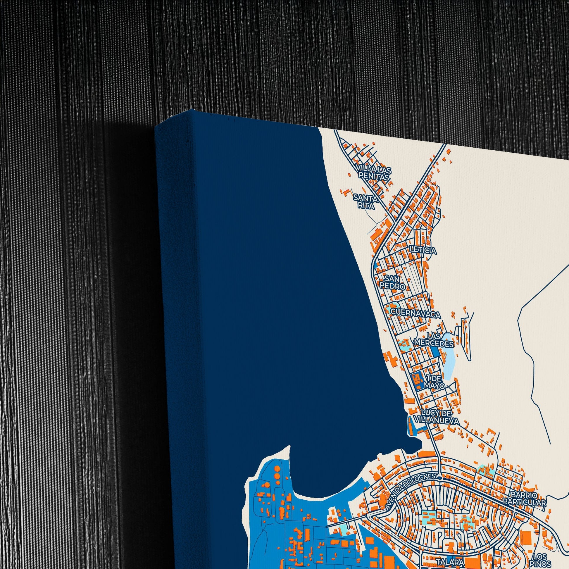 Talara Peru Colorful City Map Canvas Print Detail