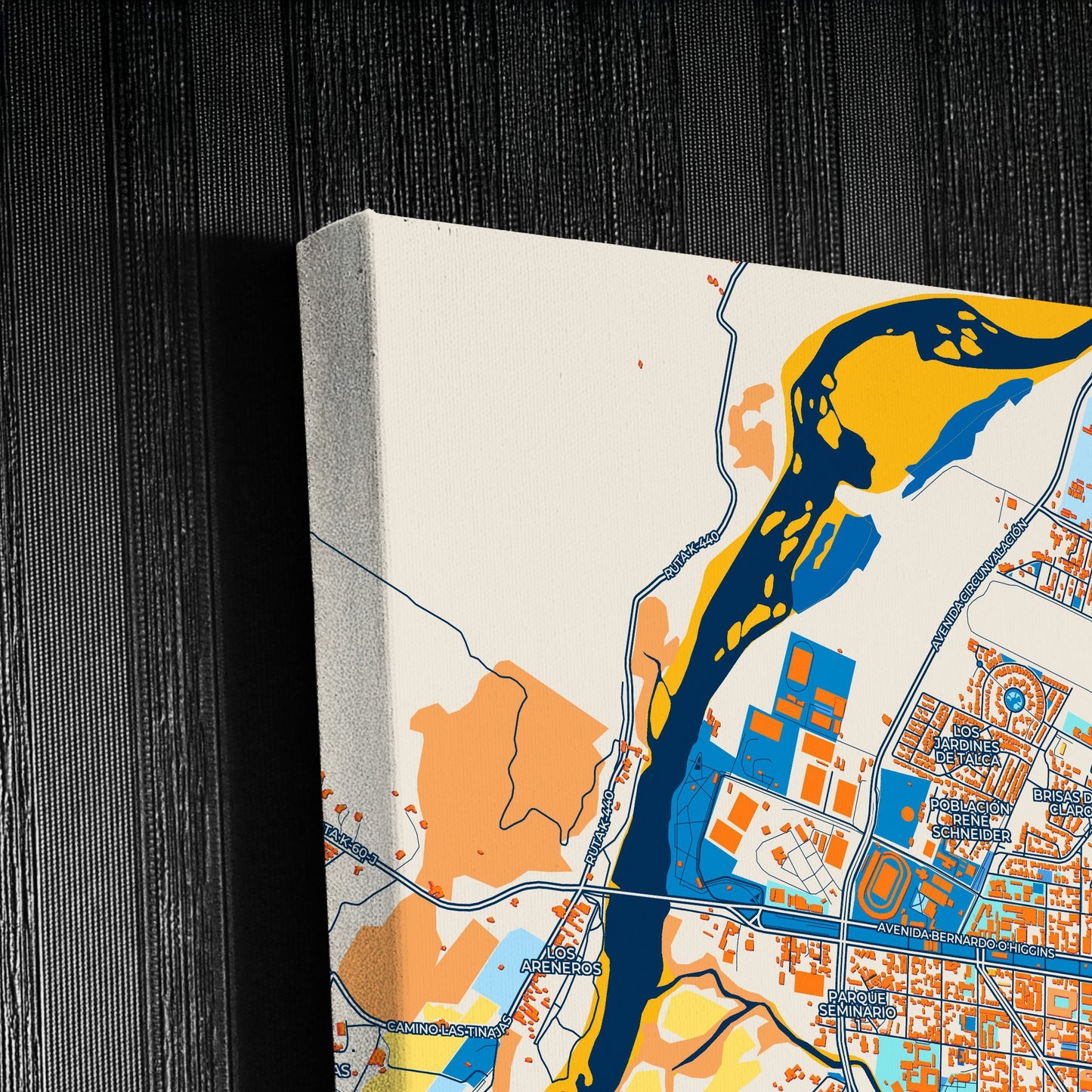 Talca Chile Colorful City Map Canvas Print Detail