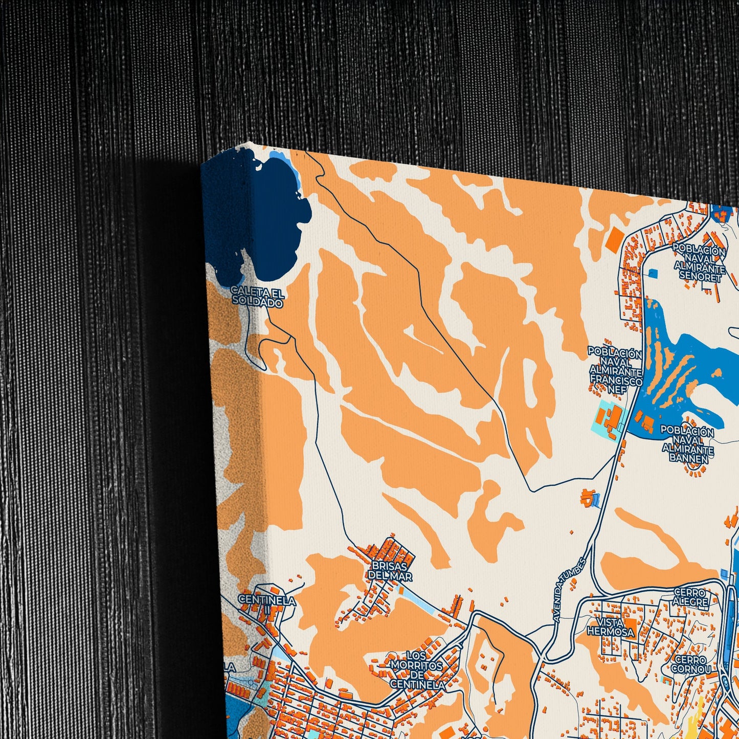 Talcahuano Chile Colorful City Map Canvas Print Detail