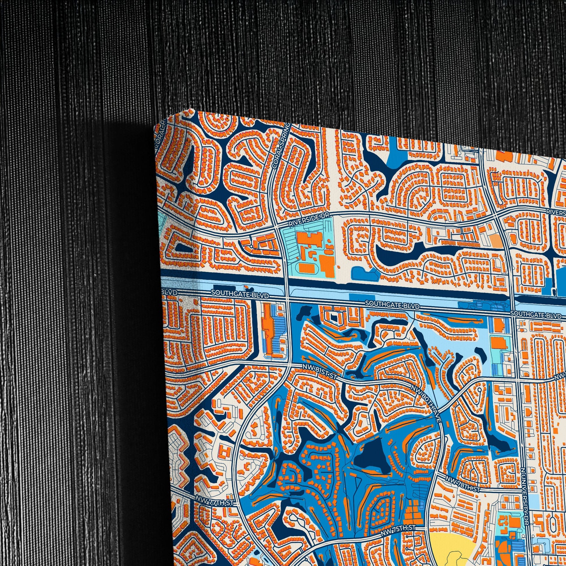 Tamarac Florida Colorful City Map Canvas Print Detail