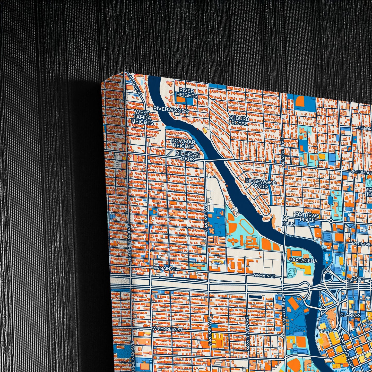Tampa Florida Colorful City Map Canvas Print Detail