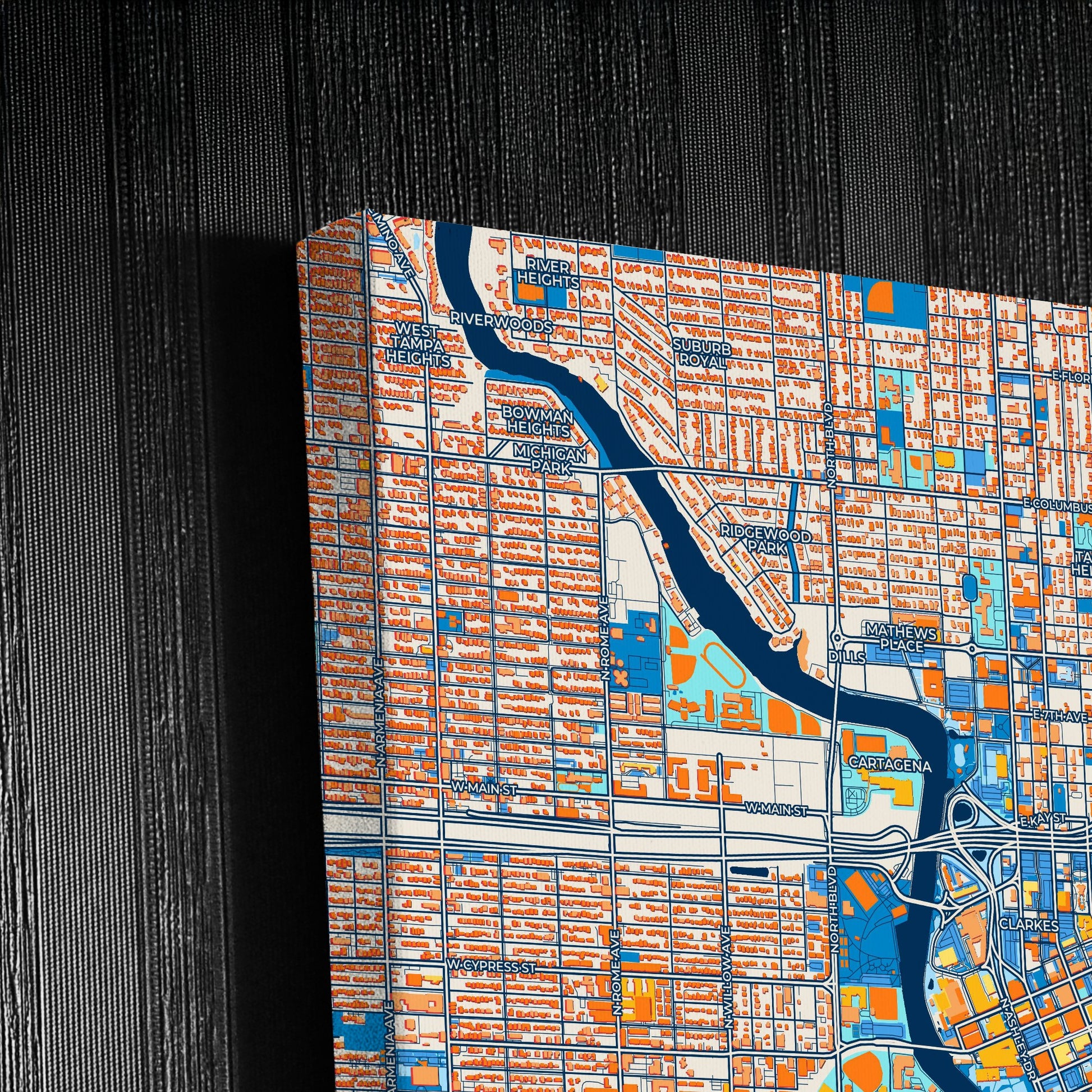 Tampa Florida Colorful City Map Canvas Print Detail