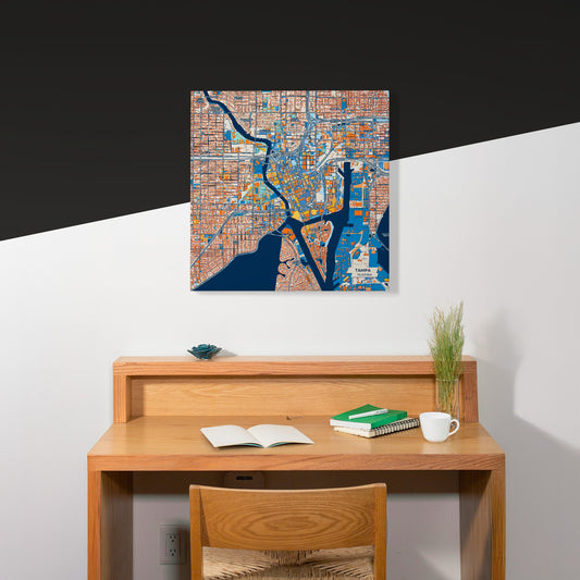 Tampa Florida Colorful City Map Canvas Print Scene