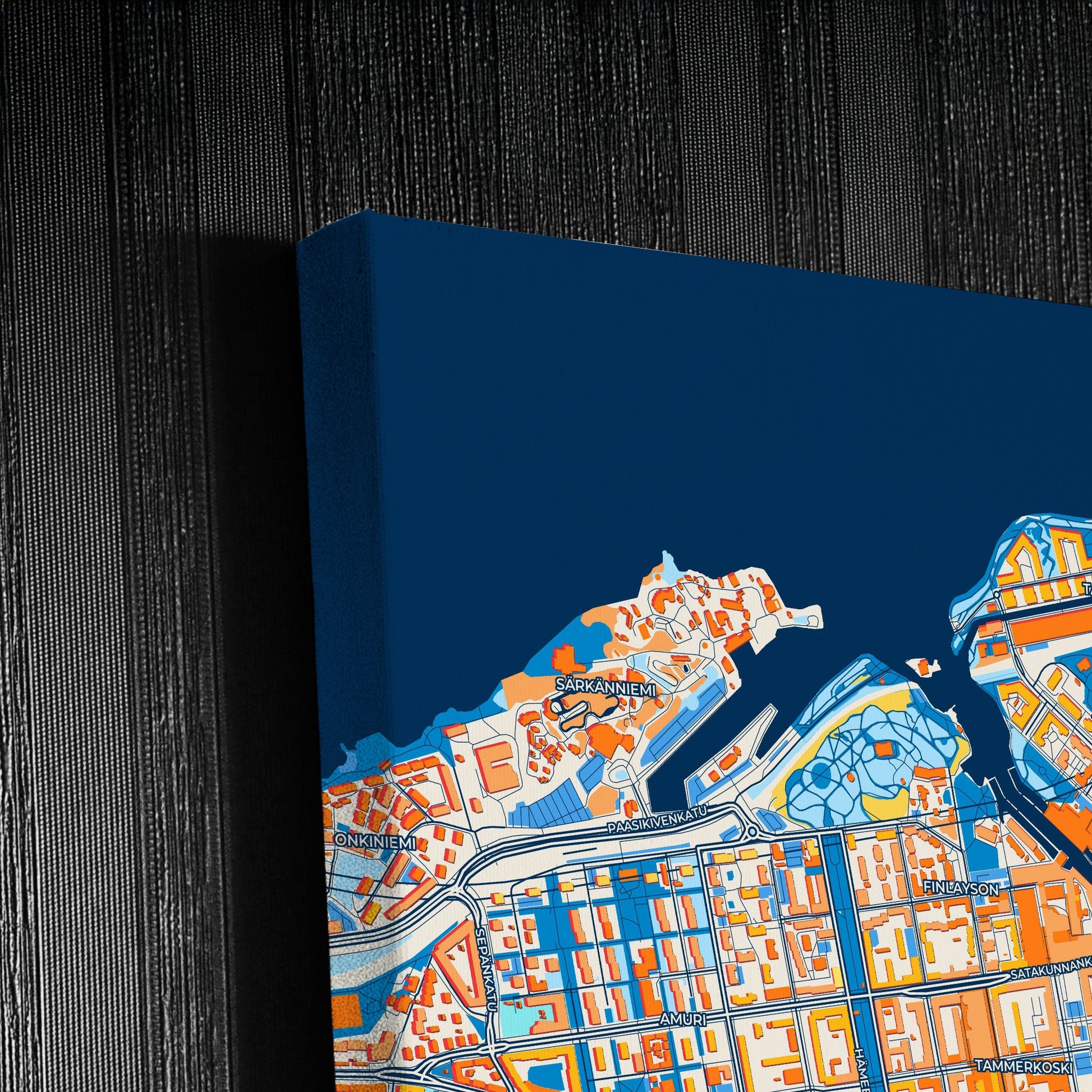 Tampere Finland Colorful City Map Canvas Print Detail